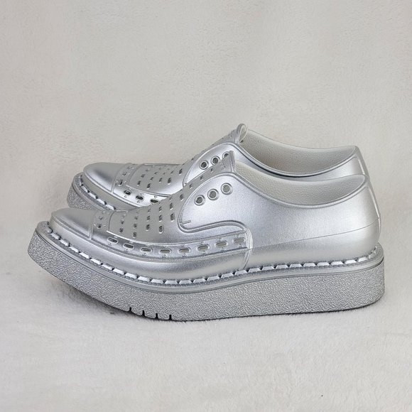 George Cox Native Diano Metallic Silver Platform Slip On I'm Lite Shoes Size 7 - Picture 5 of 11